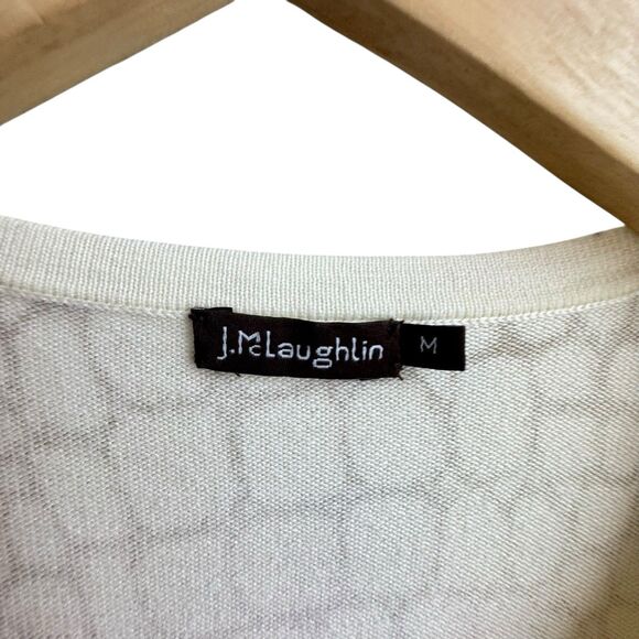 J. McLaughlin Tan Neutral Alligator Animal Print Sweater Size M Quiet Luxury - Picture 2 of 6